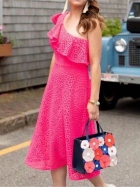 Lilly Pulitzer Pink Cosmo Sea Urchin Terry Lace Callisto Midi Dress Size 10